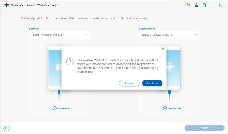 Select the WhatsApp Data For Transfer