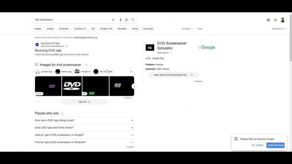 Dvd Screensaver Google Trick