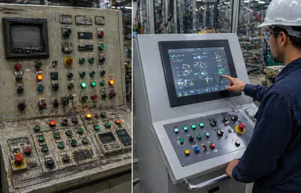 comparison of poor and effective industrial control panel interface design