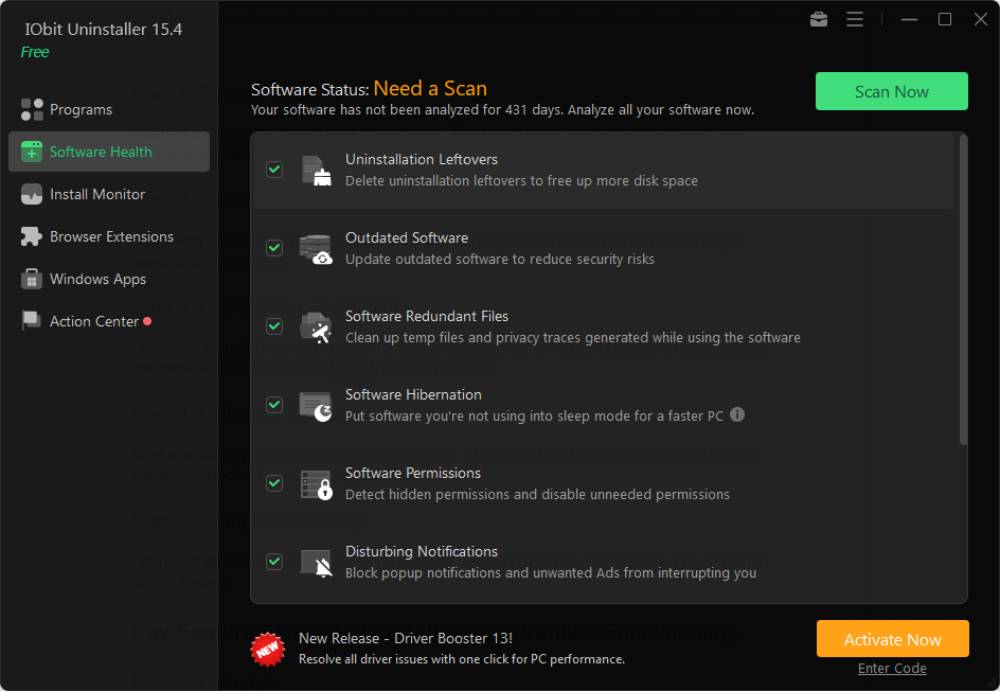 iobit uninstaller - leftover file scan